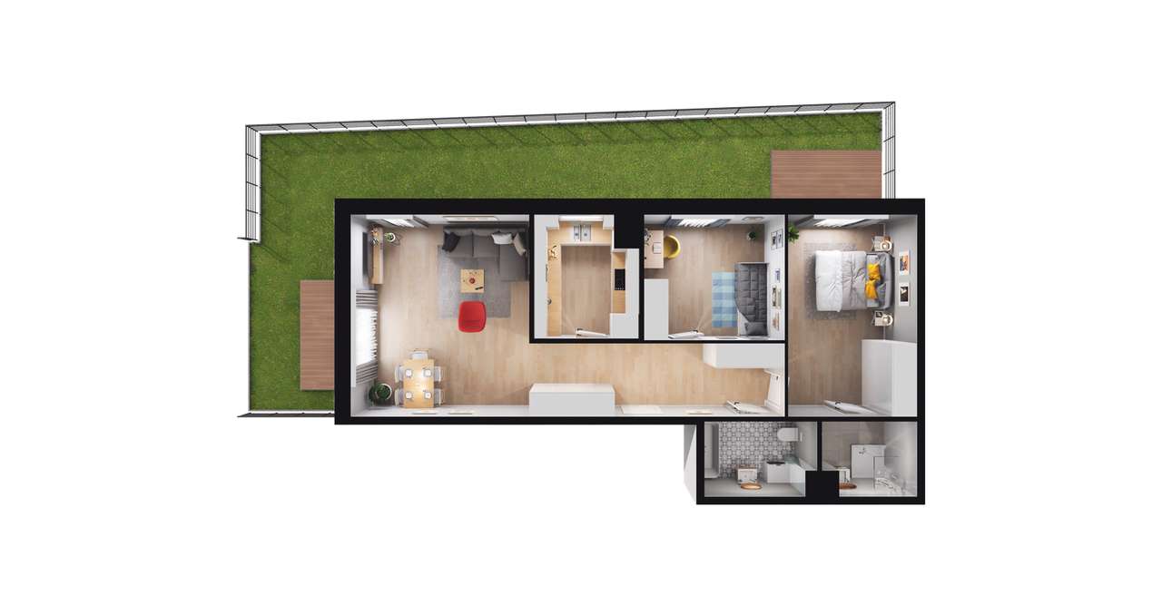 3-pokojowe mieszkanie 77m2 + ogródek Bezpośrednio - Pełny obrazek: 2/8