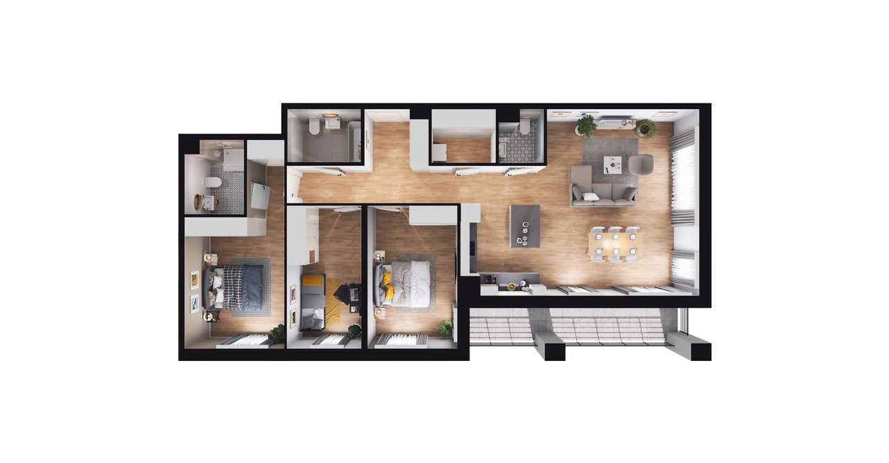 4-pokojowe mieszkanie 106m2 + balkon Bezpośrednio - Pełny obrazek: 2/8