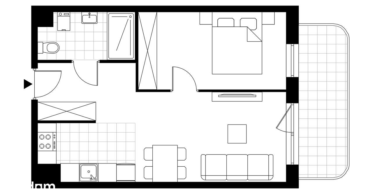 2-pokojowe mieszkanie 41m2 + balkon Bezpośrednio - Pełny obrazek: 3/8