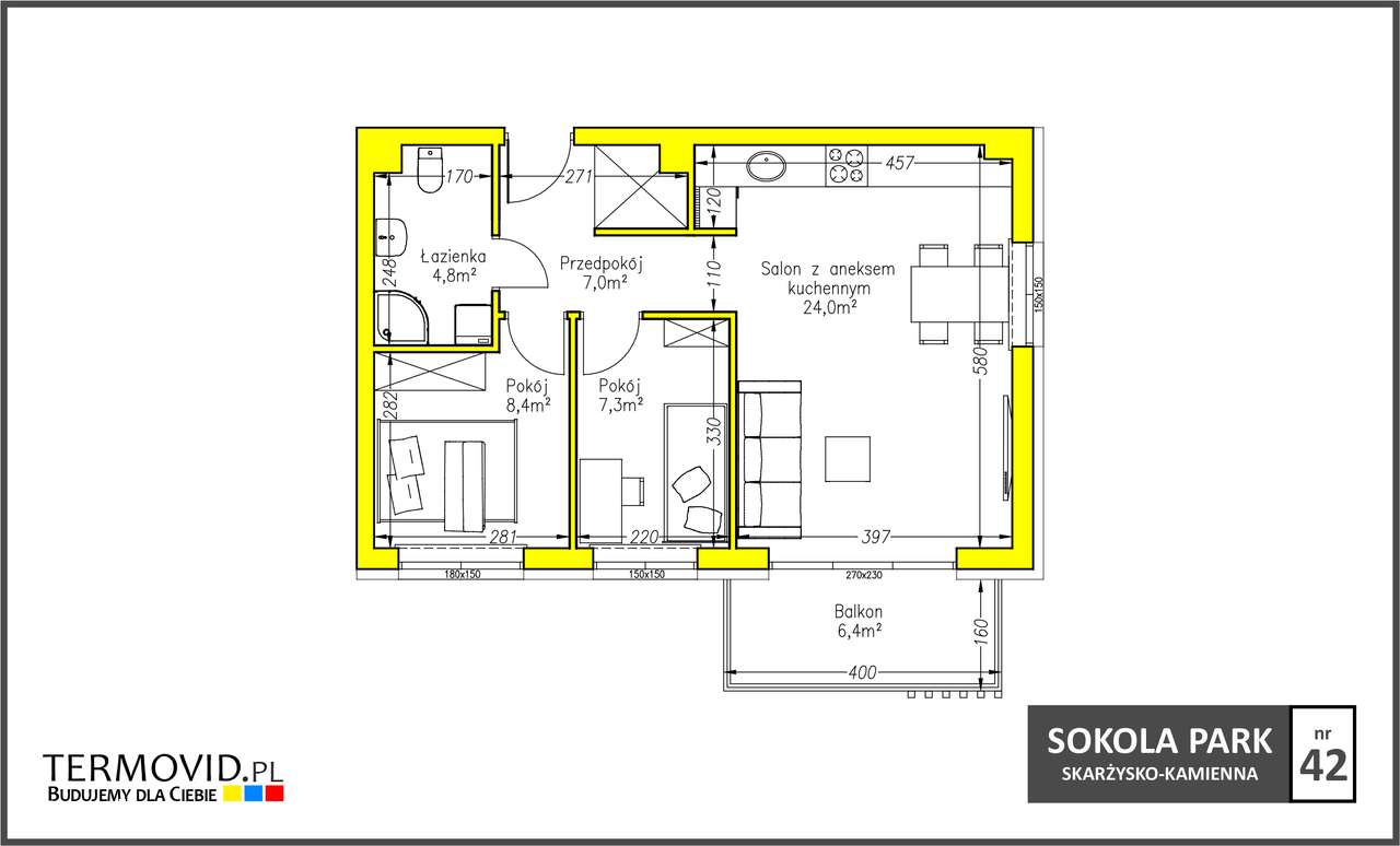 Mieszkanie 52 mkw - Sokola PARK 42-1