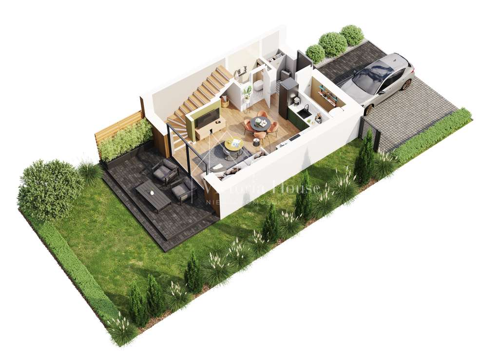 Mieszkanie dwupoziomowe, 3 pokoje, ogród, 2 parkin-7