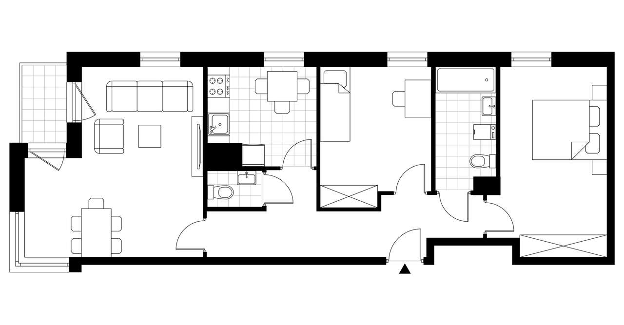 3-pokojowe mieszkanie 68m2 + loggia Bezpośrednio - Pełny obrazek: 3/8