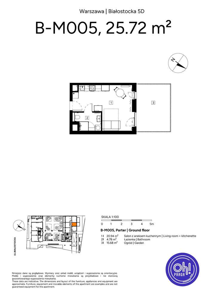 1-pokojowe mieszkanie 25m2 + ogródek - Pełny obrazek: 2/9