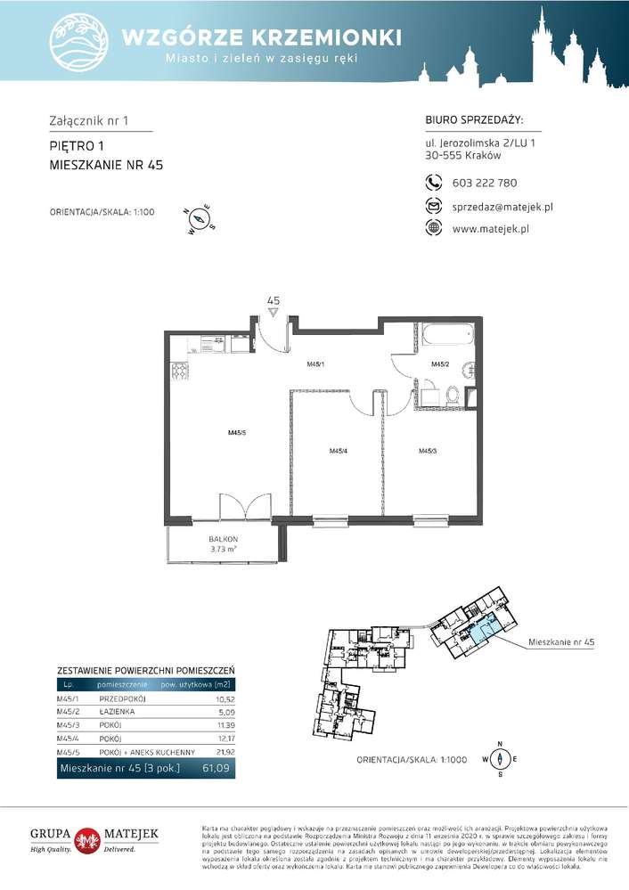 Wzgórze Krzemionki II | mieszkanie 3-pok. | 45 - Pełny obrazek: 2/7