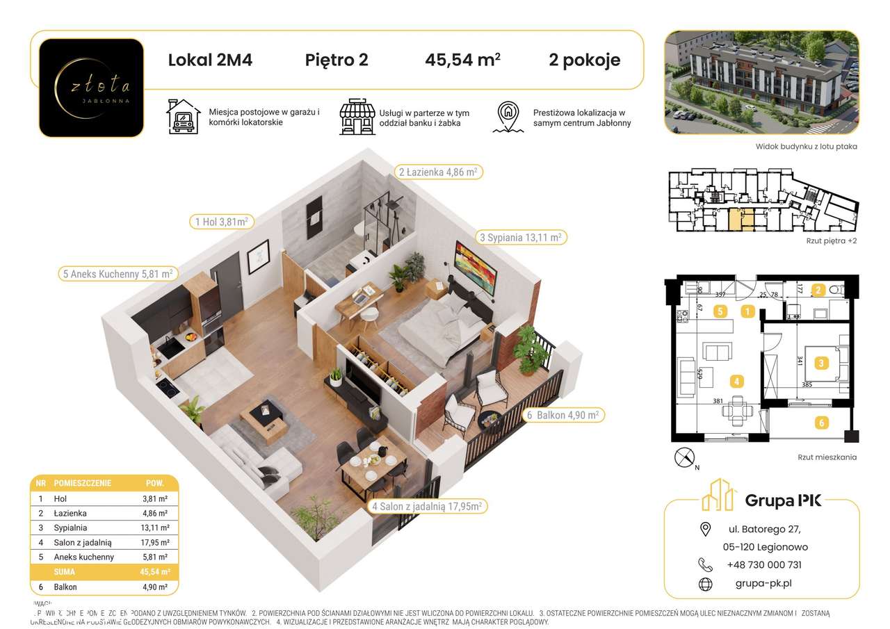 2-pokojowe mieszkanie 45m2 + balkon Bez Prowizji - Pełny obrazek: 2/5