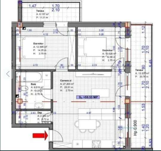 Apartament de 3 camere, 59 mp,2 balcoane , zona Terra — fotografia 1