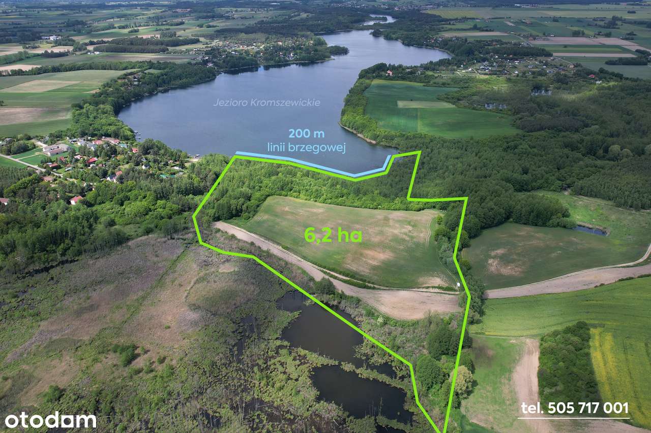 Działka na Kujawach z linią brzegową pod inwestycję rekreacyjną 6,2 ha - Pełny obrazek: 1/17