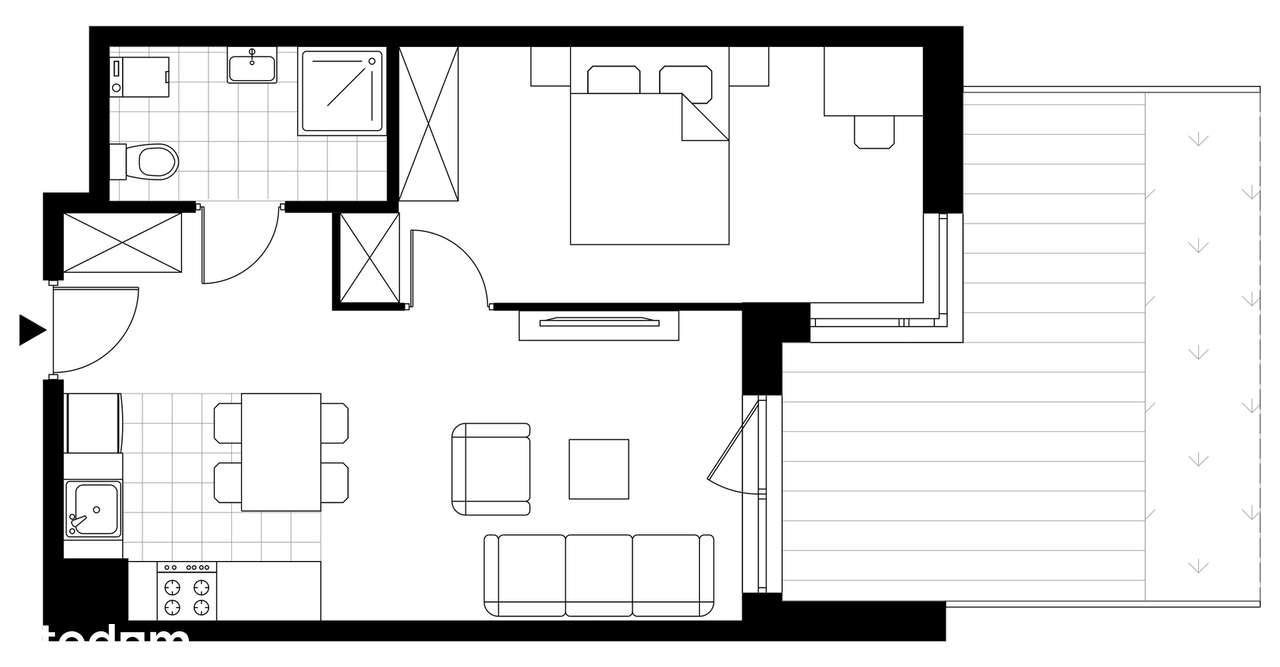 2-pokojowe mieszkanie 40m2 + ogródek Bez Prowizji - Pełny obrazek: 3/8