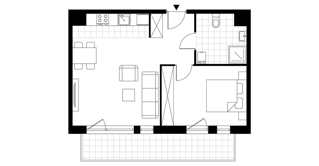 2-pokojowe mieszkanie 46m2 + balkon Bezpośrednio - Pełny obrazek: 3/8