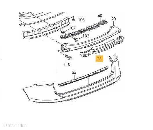 Absorbant bara spate VW TOUAREG (7P5), 04.10-07.2014 centrala, cod OE VAG 7P6807256C - 1