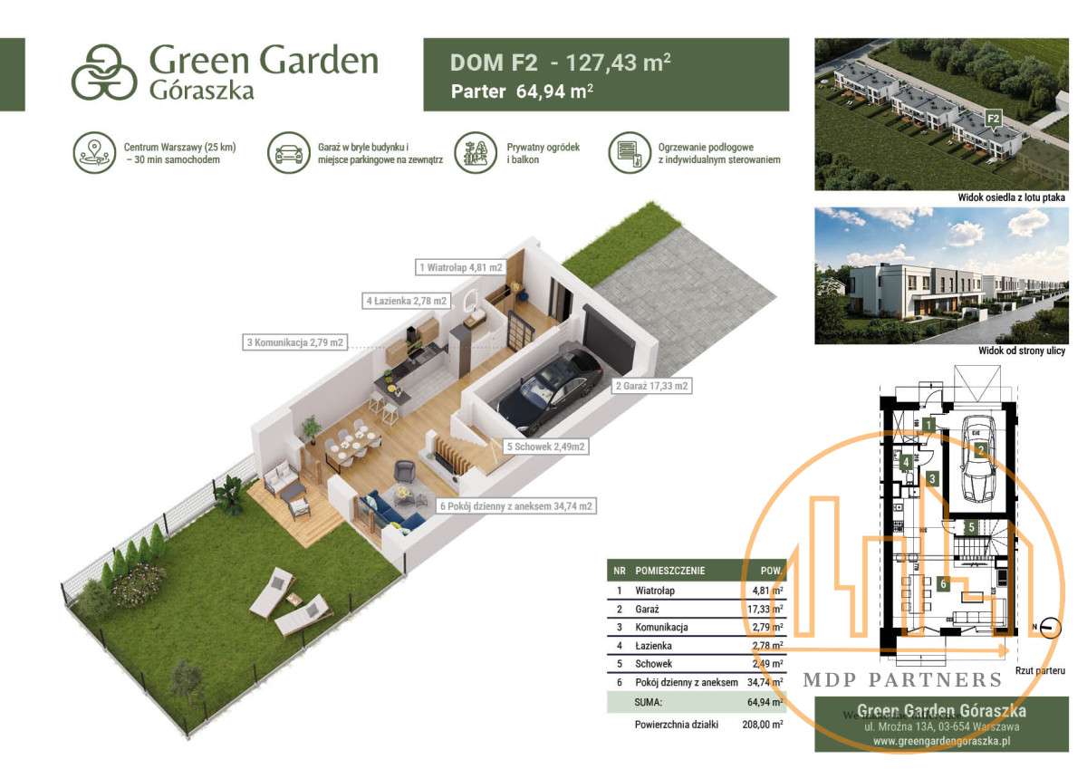 30min do centrum W-wy, z garażem, wysokie pom, 3m!-6