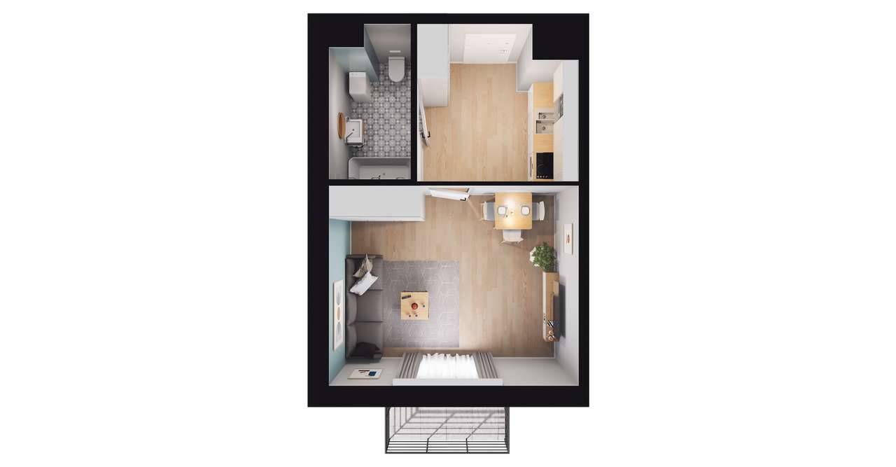 1-pokojowe mieszkanie 29m2 + balkon - Pełny obrazek: 2/8