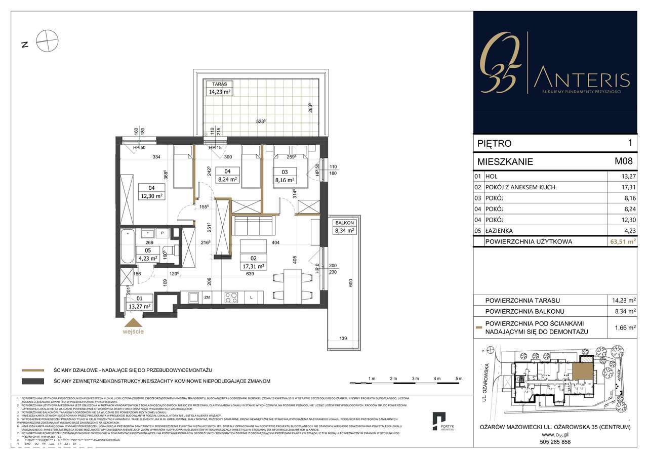 Komfortowe mieszkanie o pow.63,5m2 4pokoje! "Ożarowska 35" Ożarów Maz-1