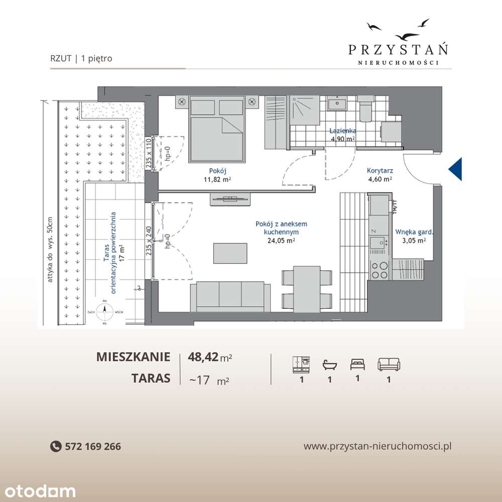2 pokoje | Duży taras | Gdańsk Wrzeszcz | 0% prowizji-2