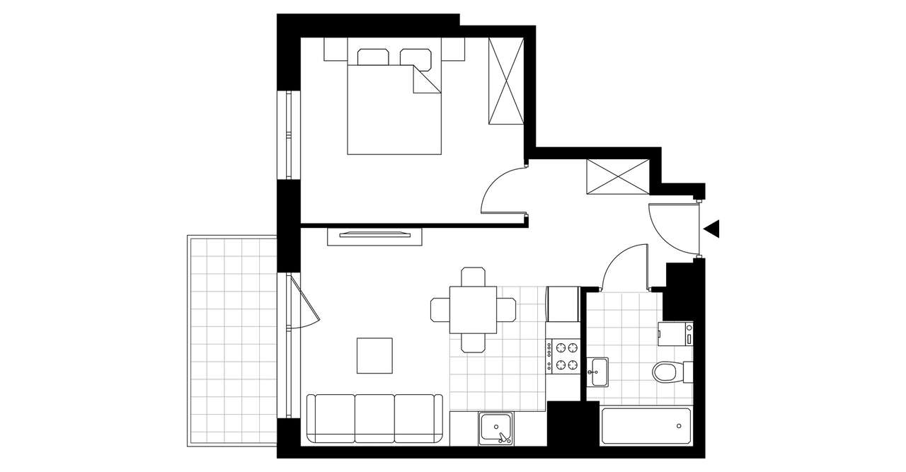 2-pokojowe mieszkanie 38m2 + balkon - Pełny obrazek: 3/8