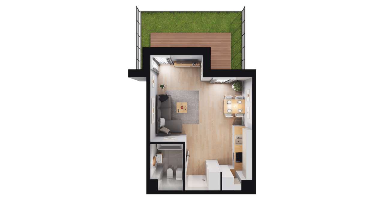 1-pokojowe mieszkanie 35m2 + ogródek Bezpośrednio - Pełny obrazek: 2/8