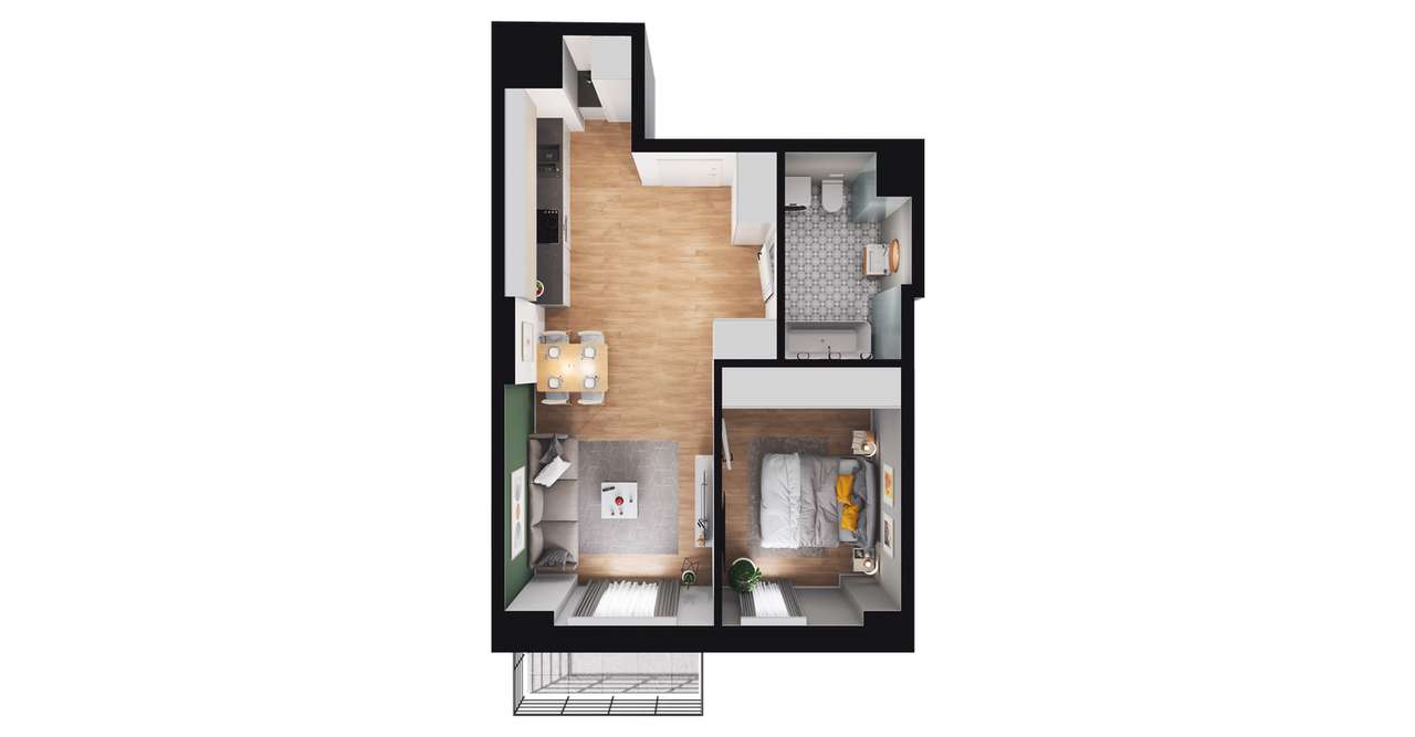 2-pokojowe mieszkanie 41m2 Bez Prowizji - Pełny obrazek: 2/8