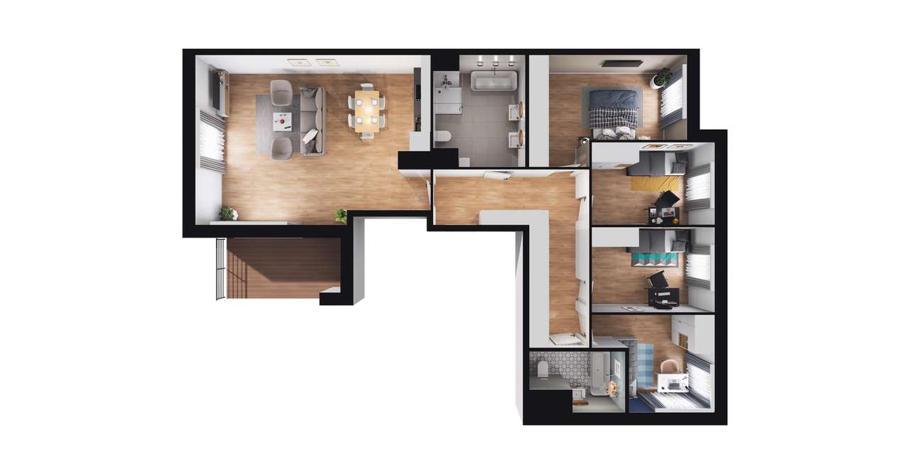 5-pokojowe mieszkanie 106m2 + taras Bezpośrednio - Pełny obrazek: 3/7