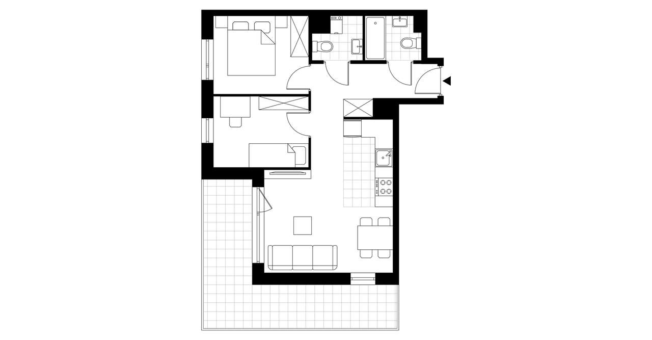 3-pokojowe mieszkanie 56m2 + balkon Bezpośrednio - Pełny obrazek: 3/8