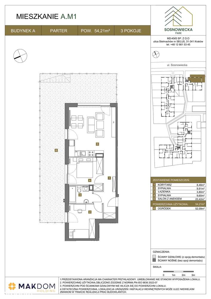 3-pokojowe mieszkanie 54m2 + ogródek - Pełny obrazek: 2/7