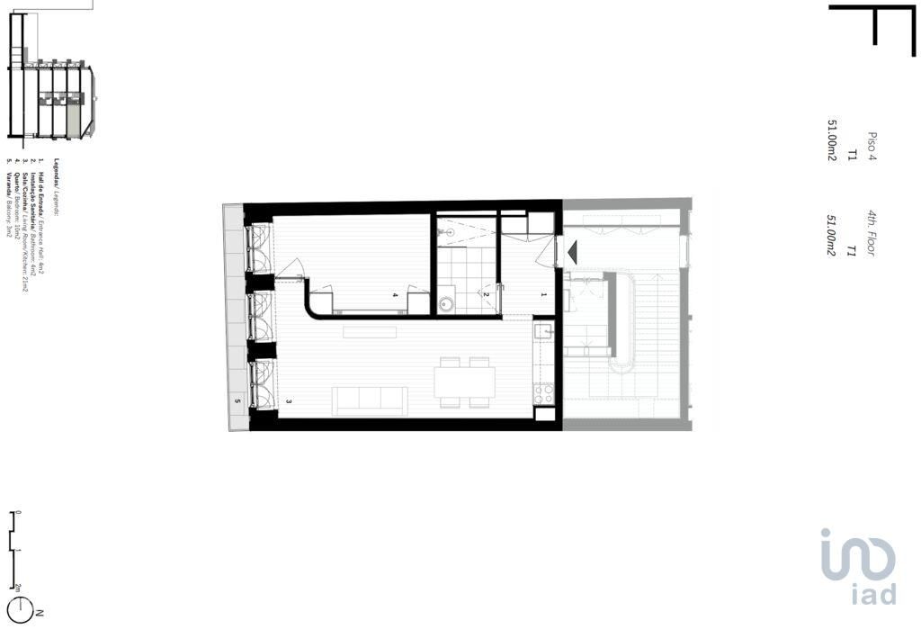 Apartamento T1 em Porto de 54,00 m2