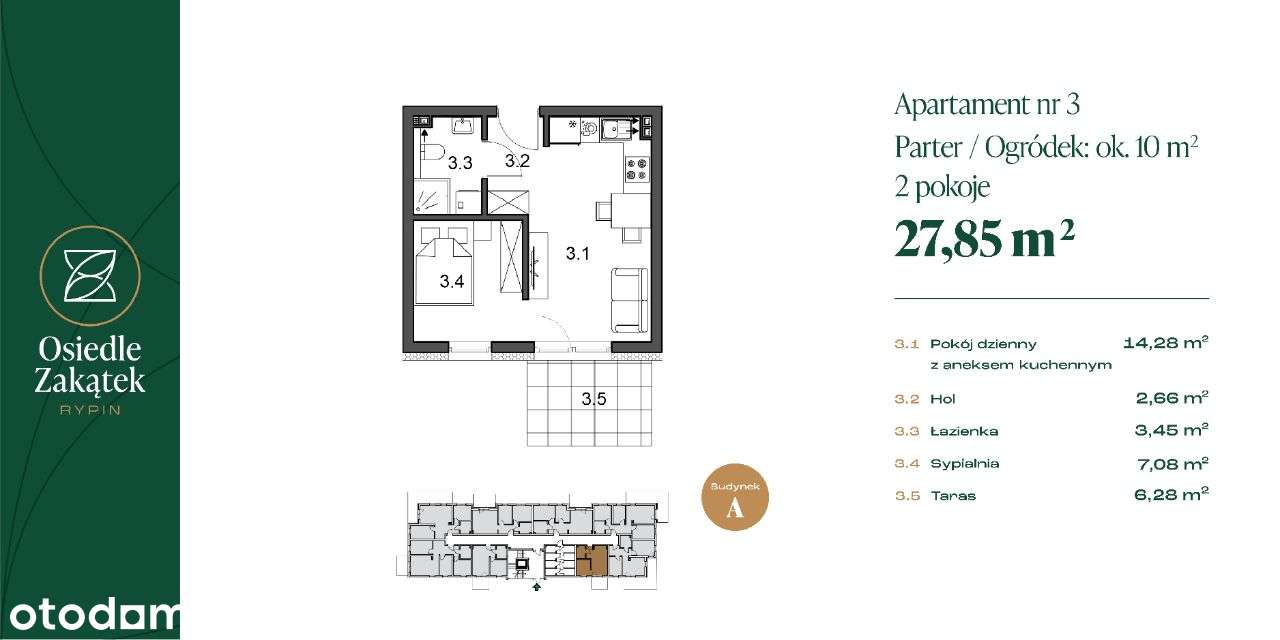 Kawalerka M3 o pow. 27,85 m2 - Pełny obrazek: 2/7