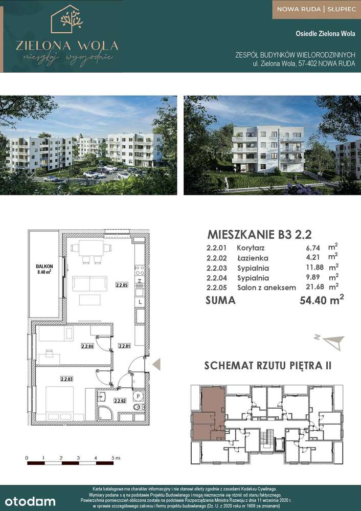 3-pokojowe mieszkanie z balkonem | Zielona Wola, Nowa Ruda-Słupiec