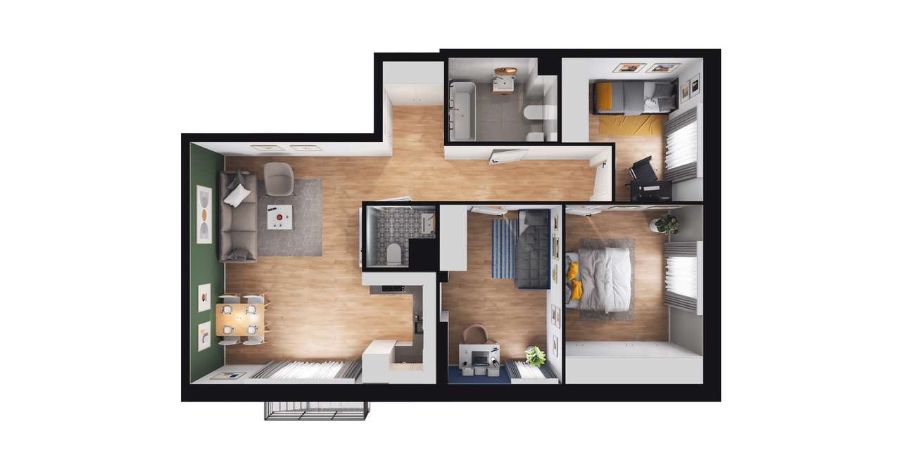 4-pokojowe mieszkanie 70m2 + balkon Bezpośrednio - Pełny obrazek: 3/8