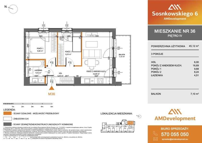 M36 Mieszkanie 3 pokojowe z balkonem 45,12 m2 - Pełny obrazek: 3/18
