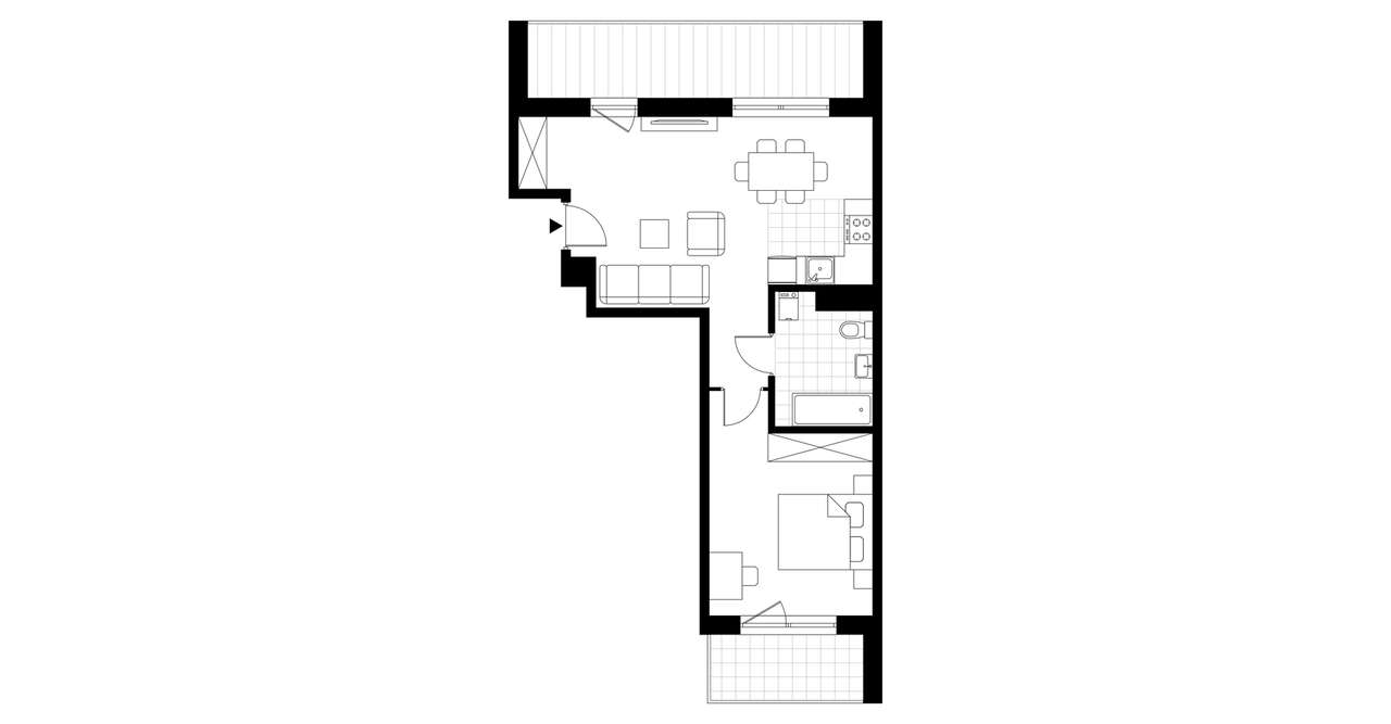 2-pokojowe mieszkanie 46m2 + taras Bezpośrednio - Pełny obrazek: 3/8