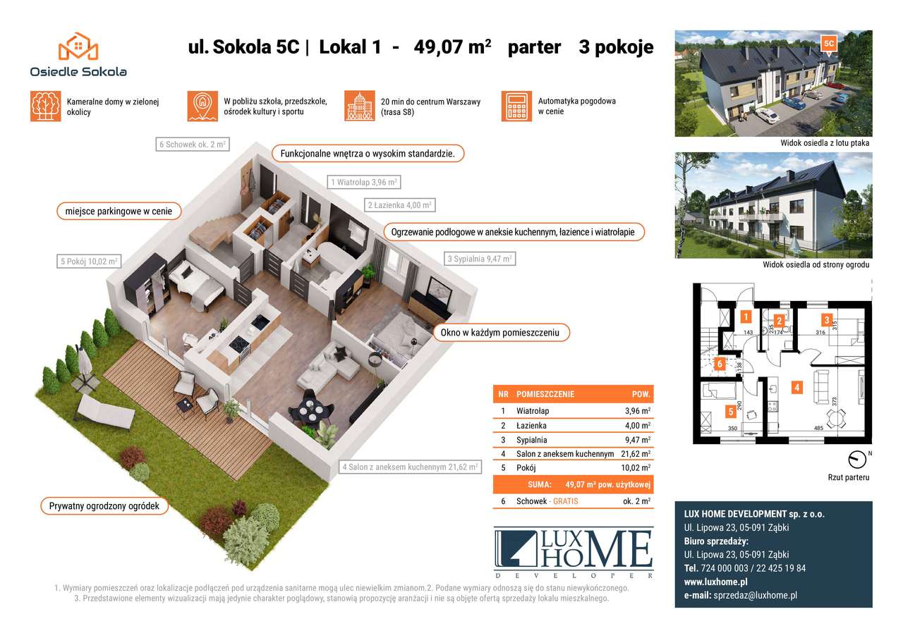INWESTYCJA ZAKOŃCZONA, ODEBRANA -  OGRÓDEK, 2 MIEJSCA POSTOJOWE - Pełny obrazek: 2/7