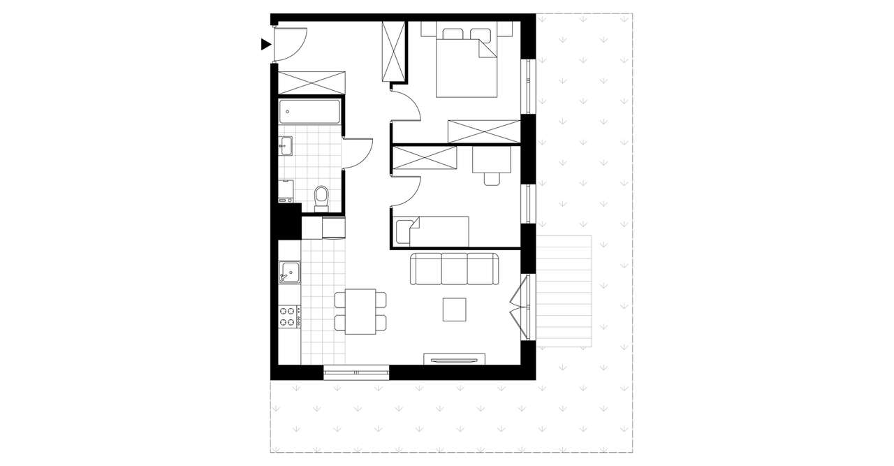 3-pokojowe mieszkanie 57m2 + ogródek - Pełny obrazek: 3/8