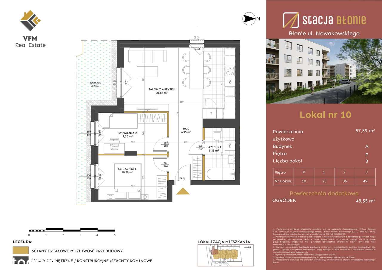 3-pokojowe mieszkanie 57m2 Bez Prowizji - Pełny obrazek: 2/7