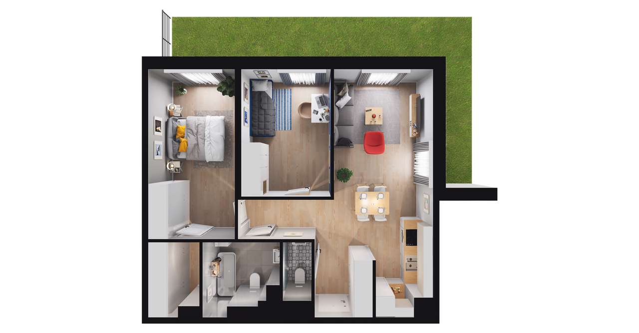 4-pokojowe mieszkanie 64m2 + ogródek Bez Prowizji - Pełny obrazek: 3/9