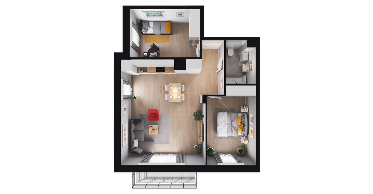 3-pokojowe mieszkanie 60m2 + balkon Bez Prowizji - Pełny obrazek: 2/8