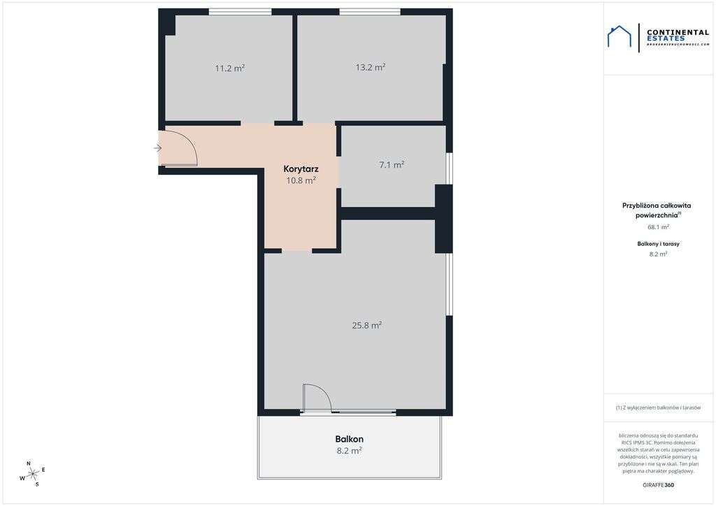 Nowe - 67,68 m2 w Centrum | Balkon | 2p | nr 6-1