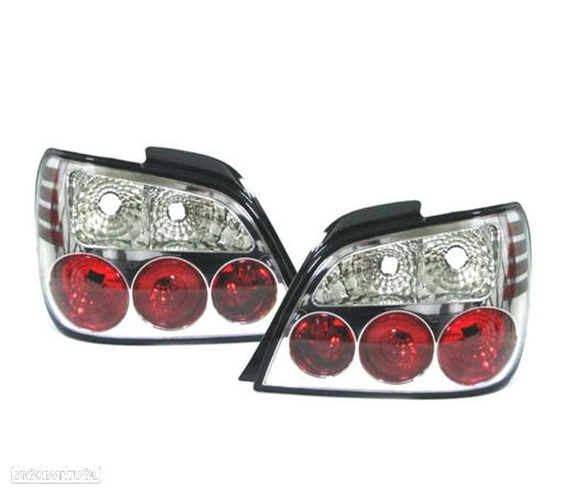 FAROLINS TRASEIROS LED PARA SUBARU IMPREZA 00-01 VERMELHO CROMADO - 1