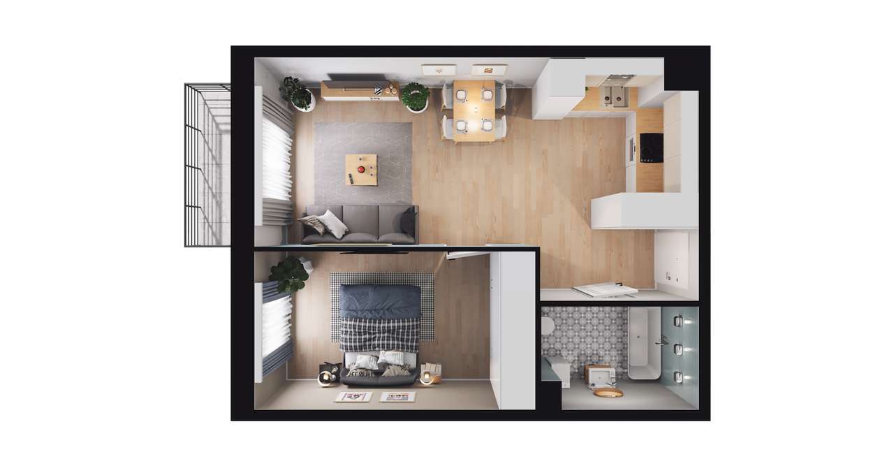 2-pokojowe mieszkanie 41m2 + balkon Bezpośrednio - Pełny obrazek: 3/9