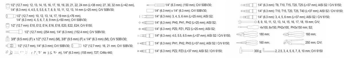 YATO ZESTAW NARZĘDZIOWY XXL 122el KLUCZE NASADOWE TORX 1/2" 1/4" YT-3890 1 - 9