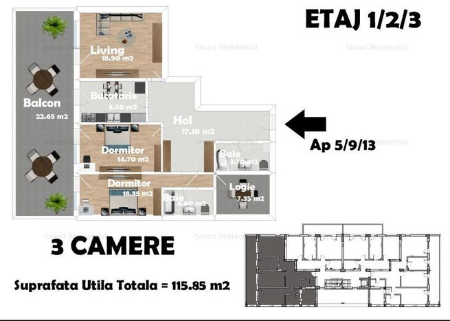 Direct Dezvoltator Apartament 3 Camere Decomandat Decebal Comision 0%