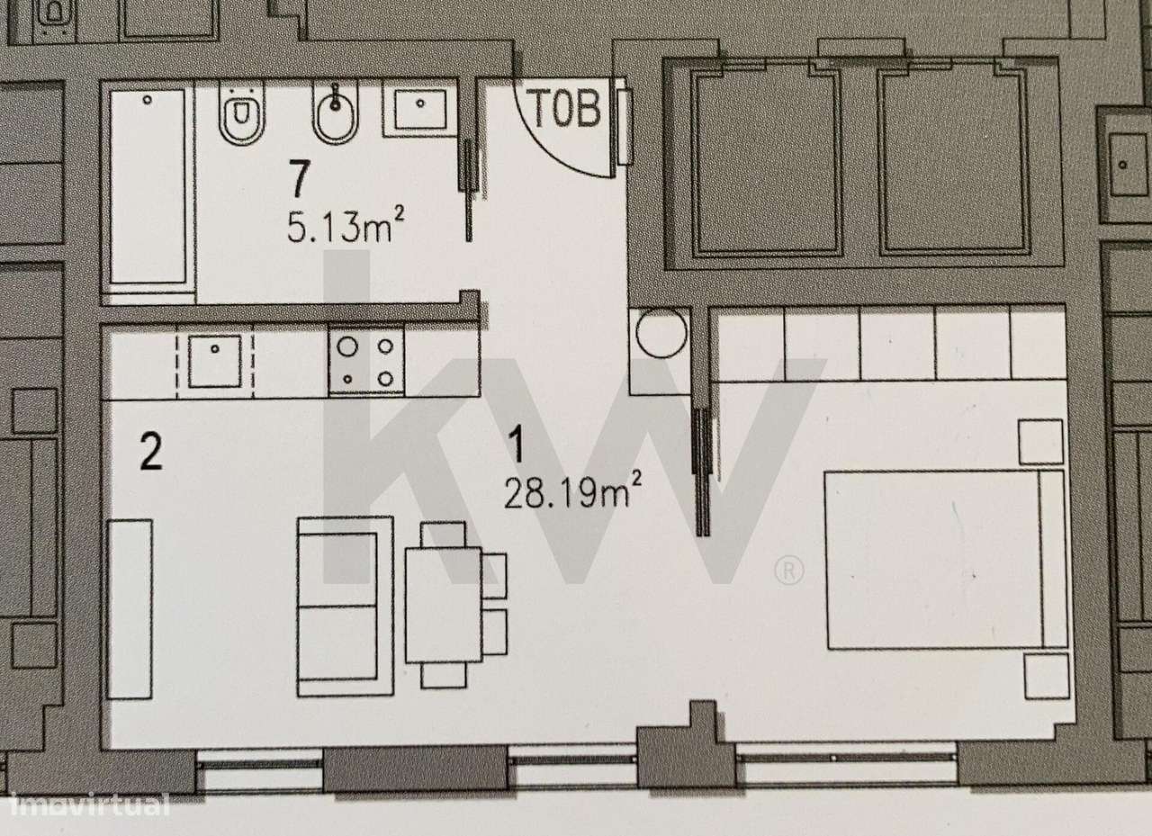 Apartamento T0 zona do Marquês de Pombal - Grande imagem: 5/5