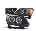 FARÓIS ANGEL EYES LED PARA BMW E60 E61 03-07 BLACK PRETO - 1