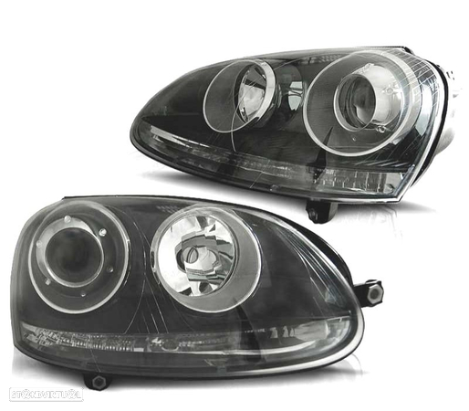 FARÓIS PARA VOLKSWAGEN VW GOLF MK5 03-09 R32 FUNDO PRETO - 1