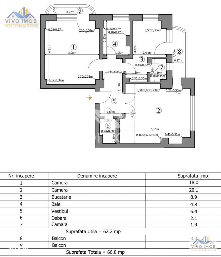 Unirii-Bd.Liberatății, etaj 5, 67 mp, decomandat, view Casa Poprului-7