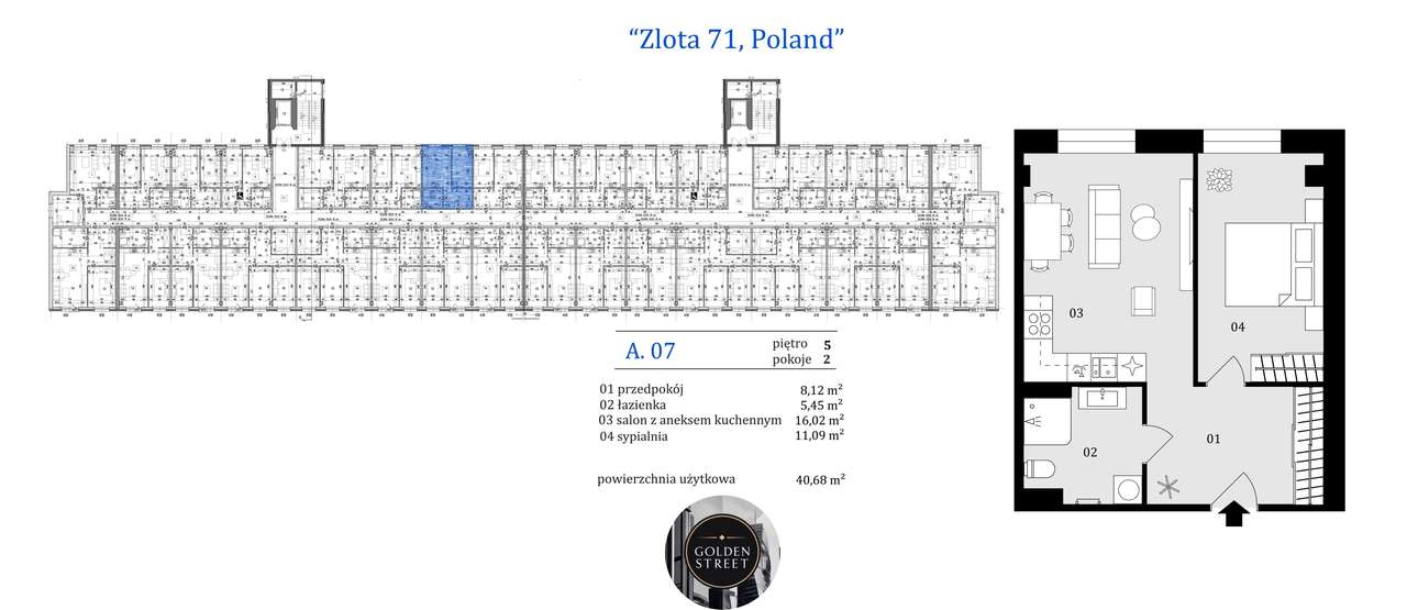 Złota 71 | mieszkanie 2-pok. | A.5.7 - Pełny obrazek: 1/10