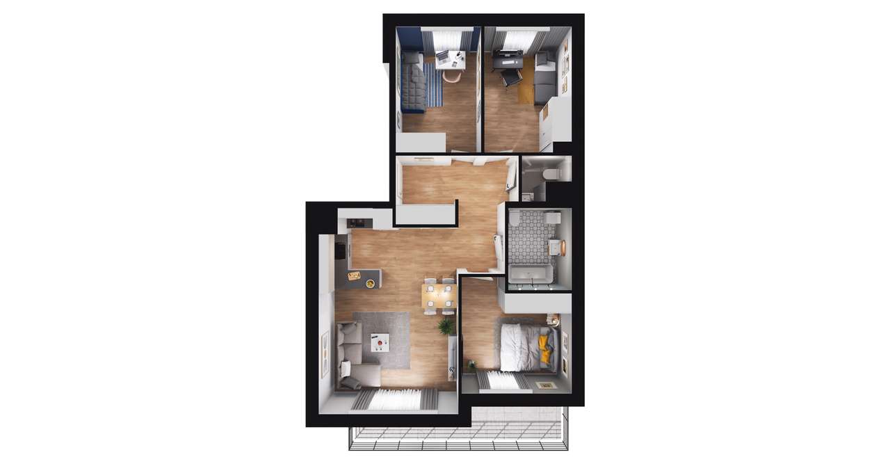 4-pokojowe mieszkanie 70m2 + balkon Bez Prowizji - Pełny obrazek: 2/8