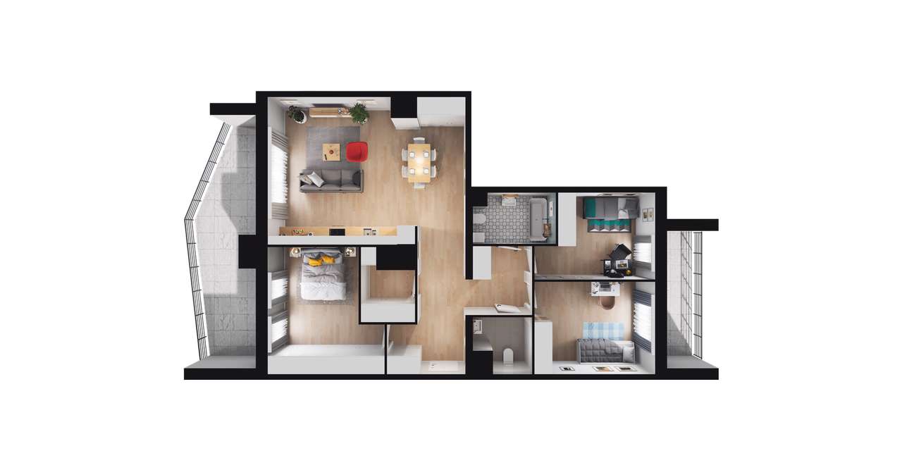 4-pokojowe mieszkanie 91m2 + 2 loggie - Pełny obrazek: 3/8