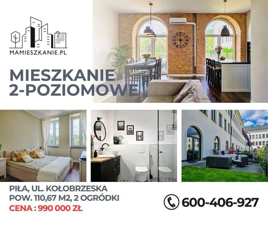 Dwupoziomowe mieszkanie z ogródkiem- Kołobrzeska