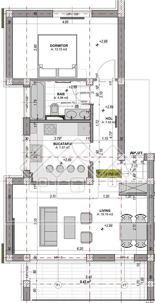 Apartament decomandat cu 2 camere, terasa, mobilat si utilat - Imagine principală: 5/18