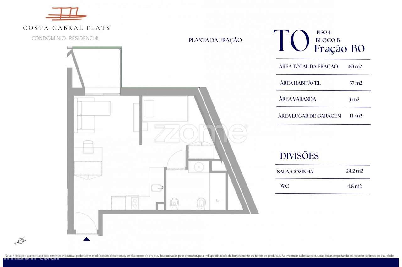 Apartamento T0 BO Costa Cabral Polo Universitário - Grande imagem: 4/27